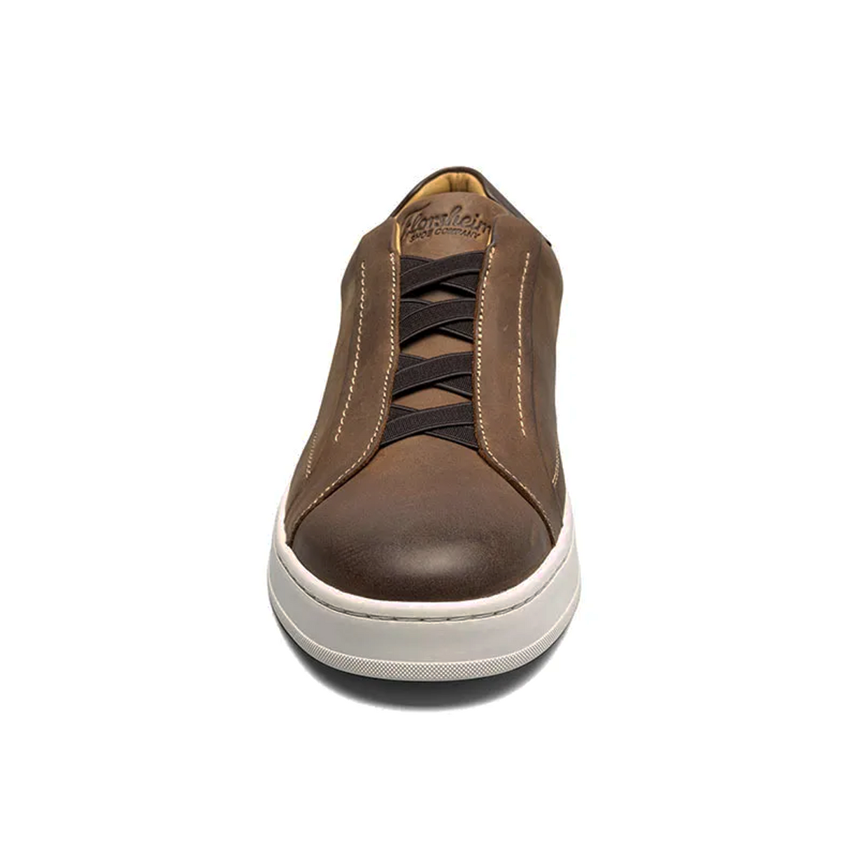 Florsheim Monopoli Elastic Lace To Toe Sneaker (Men) - Brown Crazy Horse/Cognac Smooth with White Sole Athletic - Casual - Lace Up - The Heel Shoe Fitters