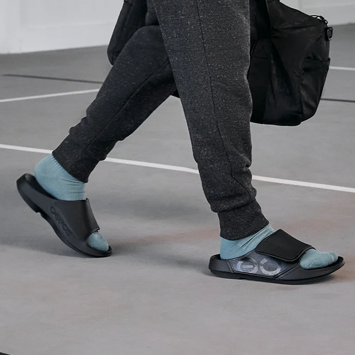 Oofos OOahh Sport Flex Slide Sandal (Unisex) - Black/Matte Black Sandal - Slide - The Heel Shoe Fitters