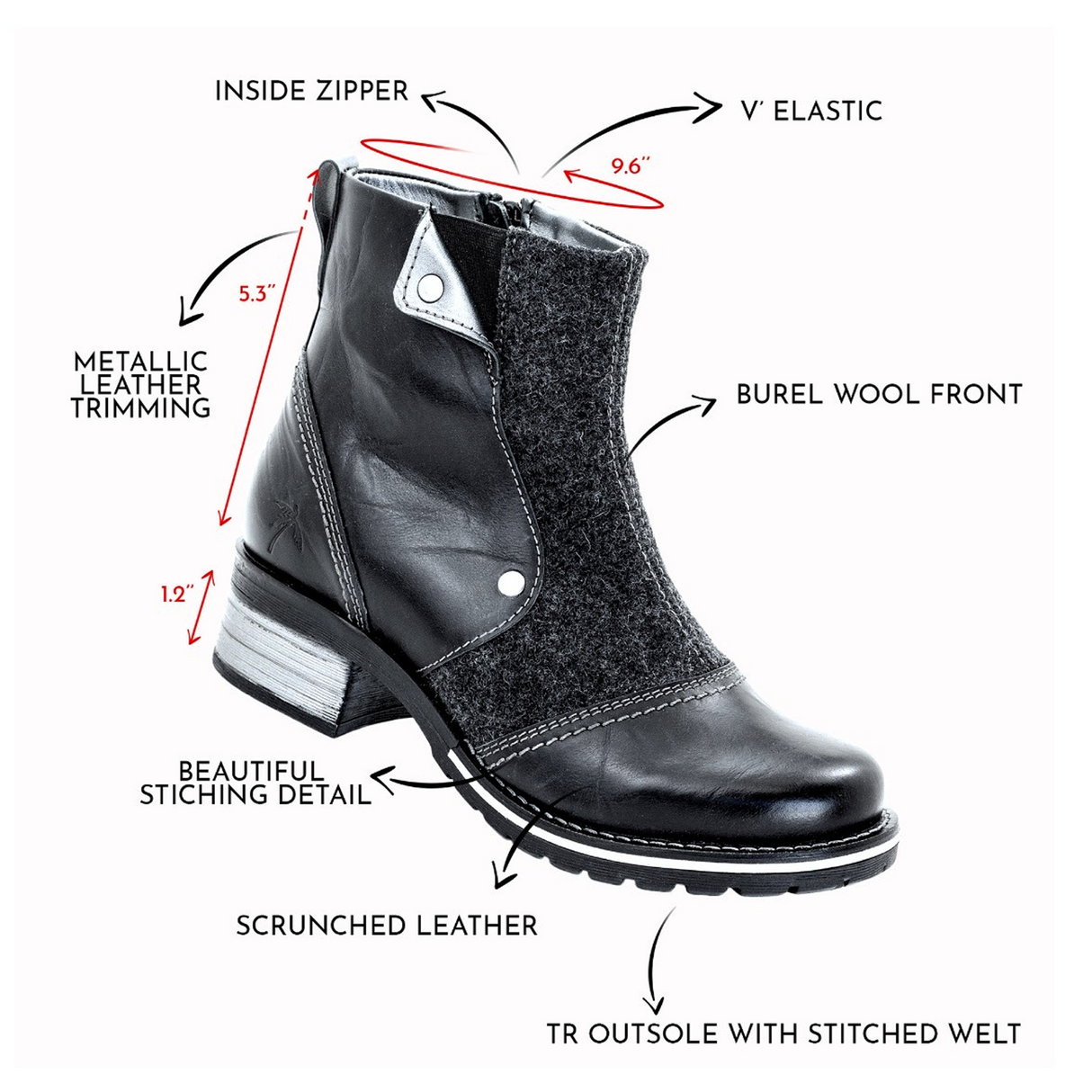Dromedaris Kassia Burel Ankle Boot (Women) - Black Boots - Fashion - Mid Boot - The Heel Shoe Fitters