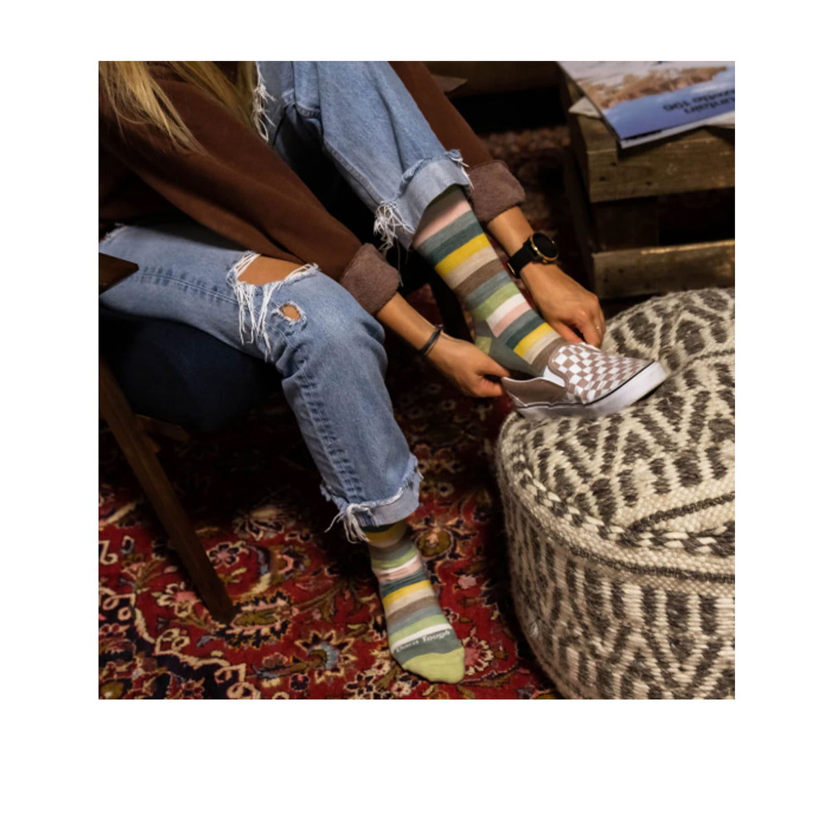 Darn Tough Mystic Stripe Lightweight Crew Sock with Cushion (Women) - Seafoam Accessories - Socks - Lifestyle - The Heel Shoe Fitters