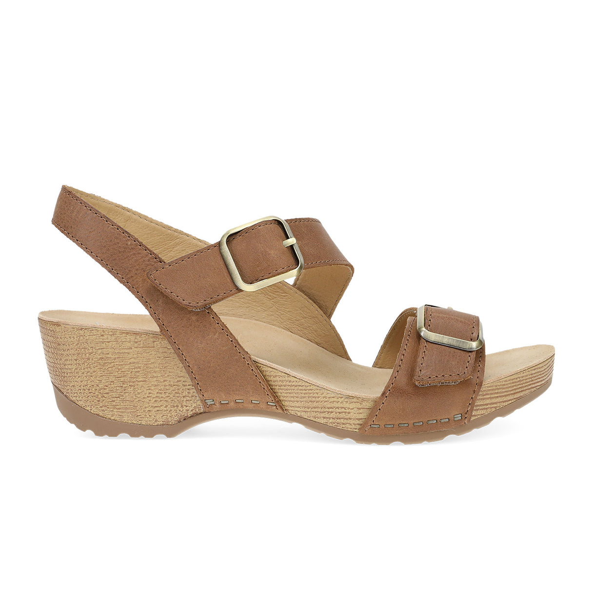 Dansko Trinity Wedge Sandal (Women) - Tan Burnished Suede Sandal - Heel/Wedge - The Heel Shoe Fitters