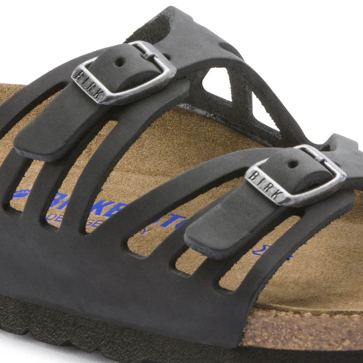 Birkenstock Granada Soft Footbed Slide Sandal (Women) - Black Oiled Leather Sandal - Slide - The Heel Shoe Fitters