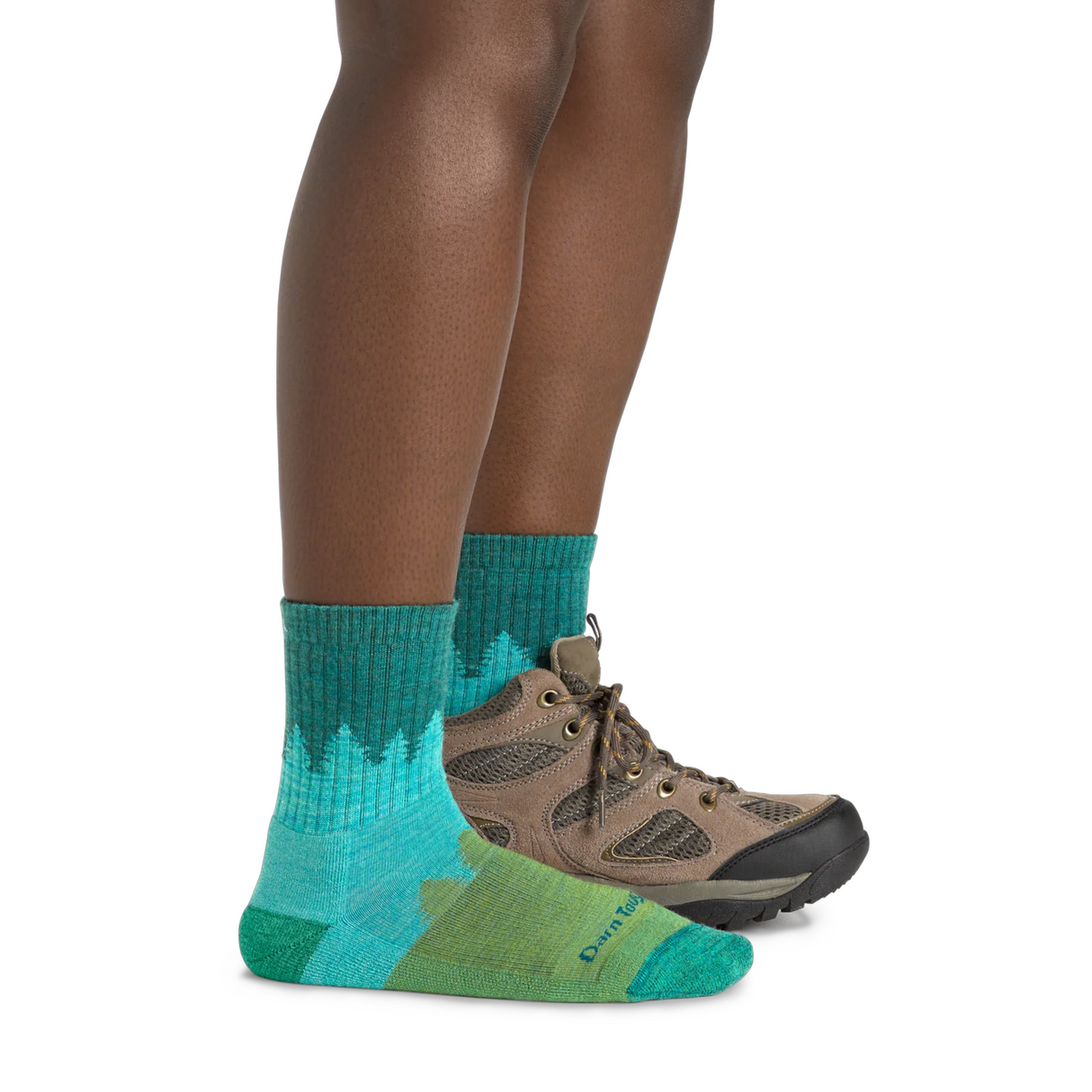 Darn Tough Treeline Midweight Micro Crew Sock with Cushion (Women) - Aqua Accessories - Socks - Performance - The Heel Shoe Fitters