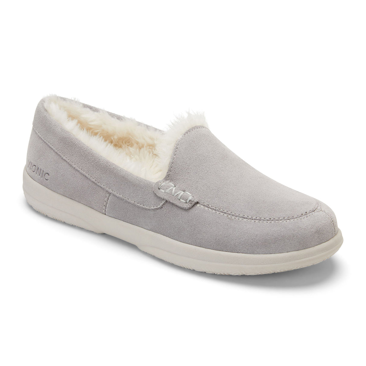 Vionic Lynez Slipper (Women) - Light Grey Suede Dress-Casual - Slipper - The Heel Shoe Fitters