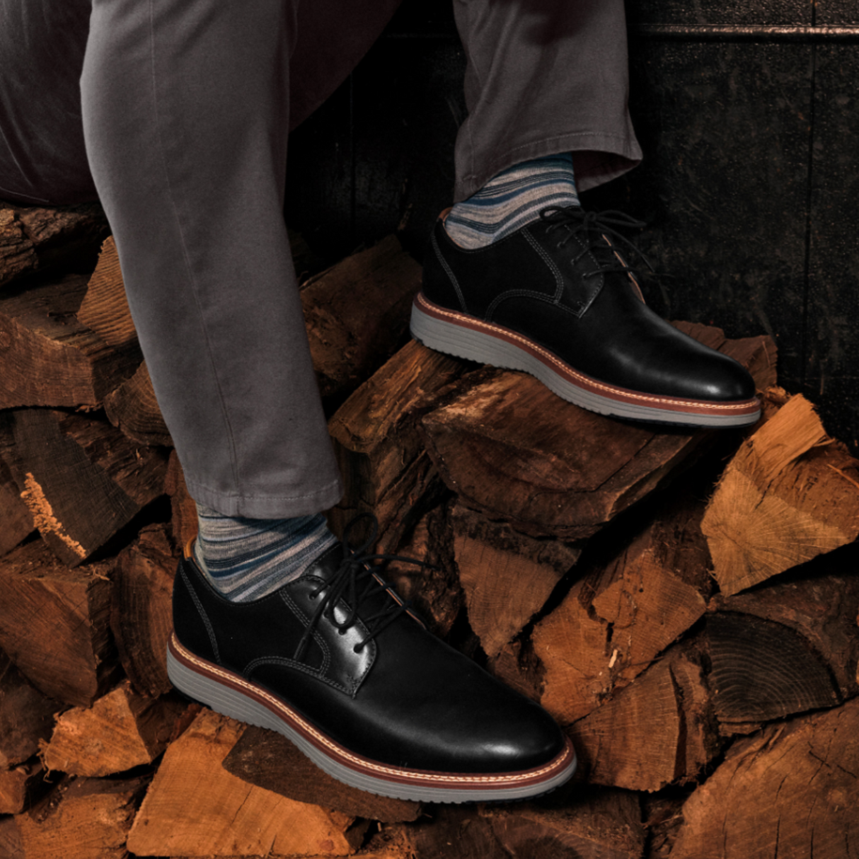 Johnston & Murphy Upton Plain Toe Oxford (Men) - Black Full Grain Dress-Casual - Oxford - The Heel Shoe Fitters