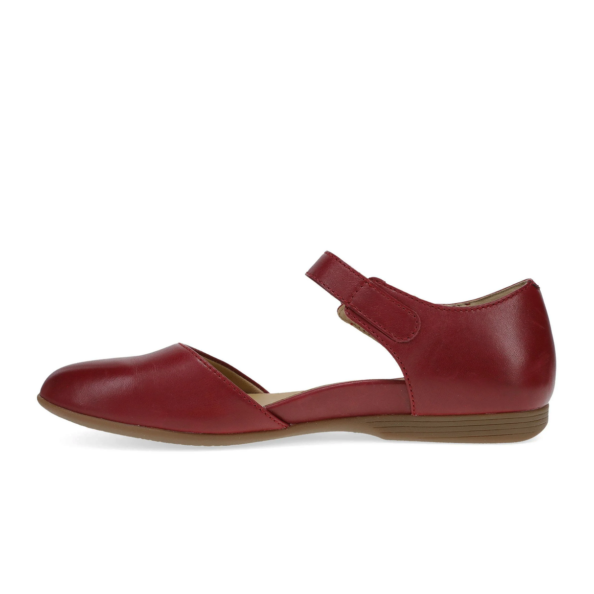 Dansko Liv Strappy Flat (Women) - Red Nappa Dress-Casual - Flat - The Heel Shoe Fitters