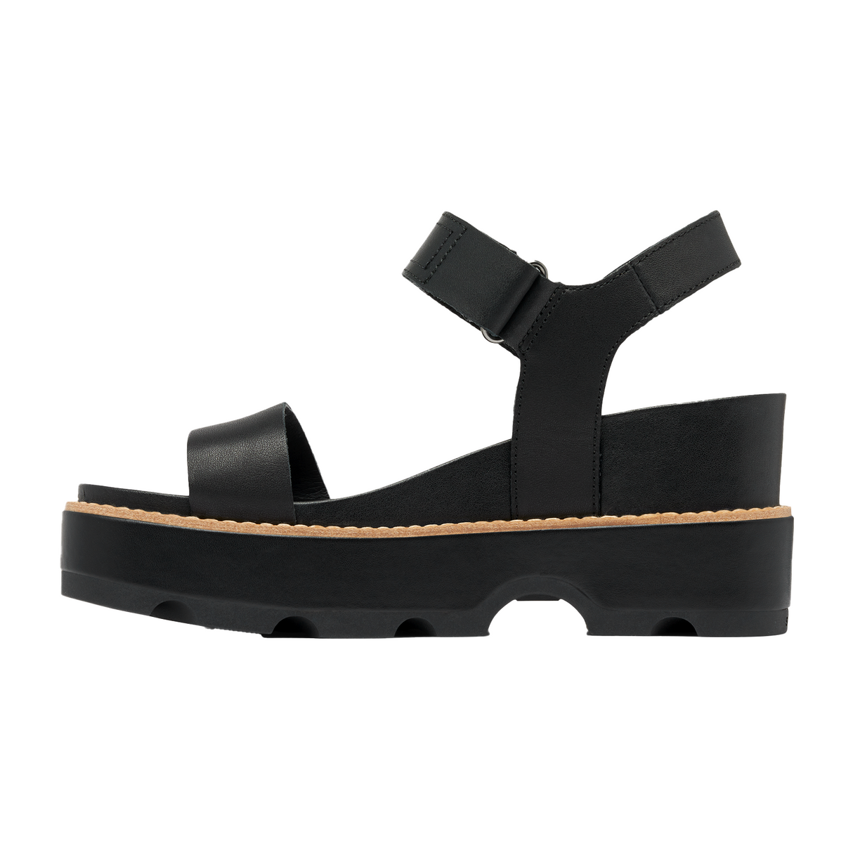 Sorel Joanie IV Ankle Strap Wedge Sandal (Women) - Black/Sea Salt Sandal - Heel/Wedge - The Heel Shoe Fitters