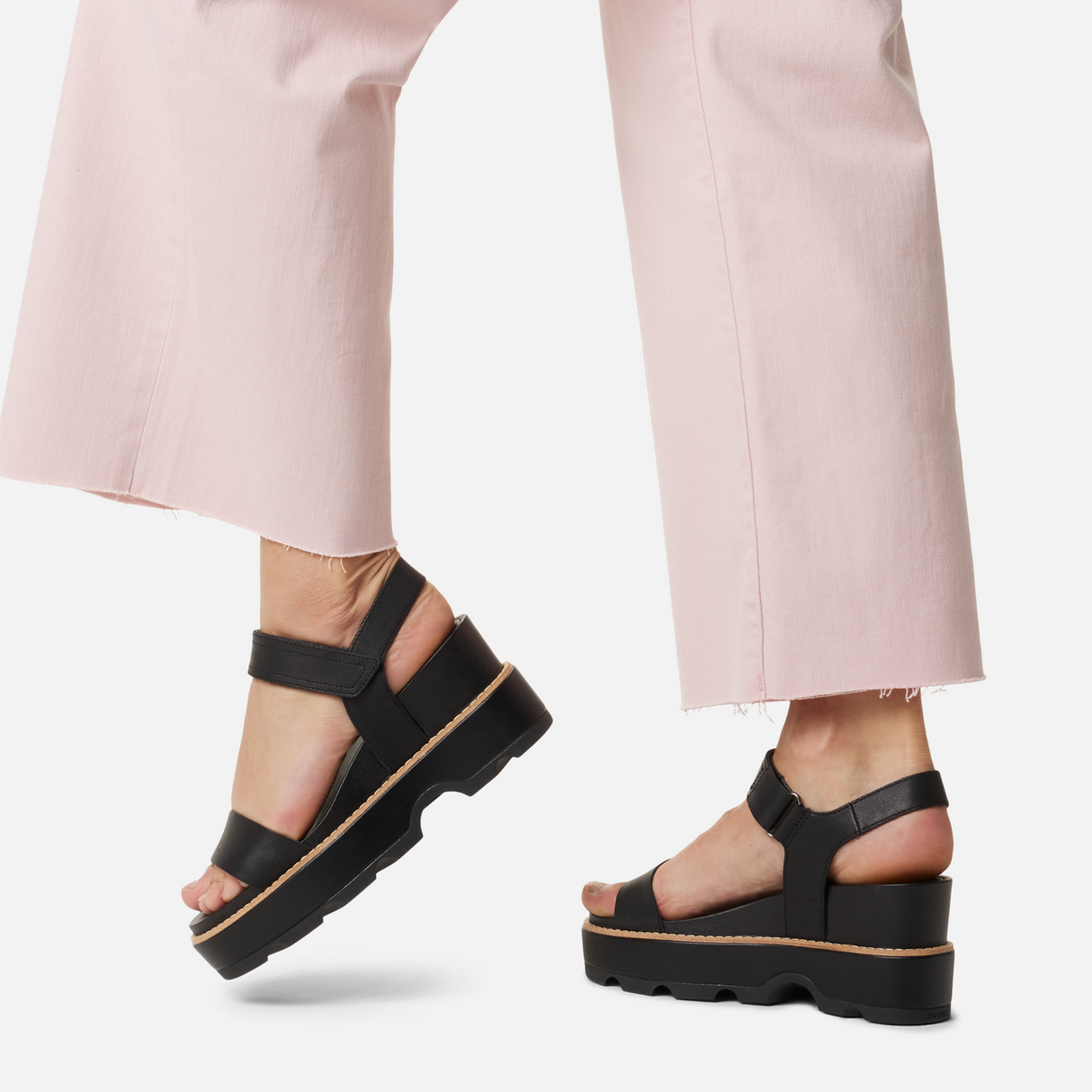 Sorel Joanie IV Ankle Strap Wedge Sandal (Women) - Black/Sea Salt Sandal - Heel/Wedge - The Heel Shoe Fitters