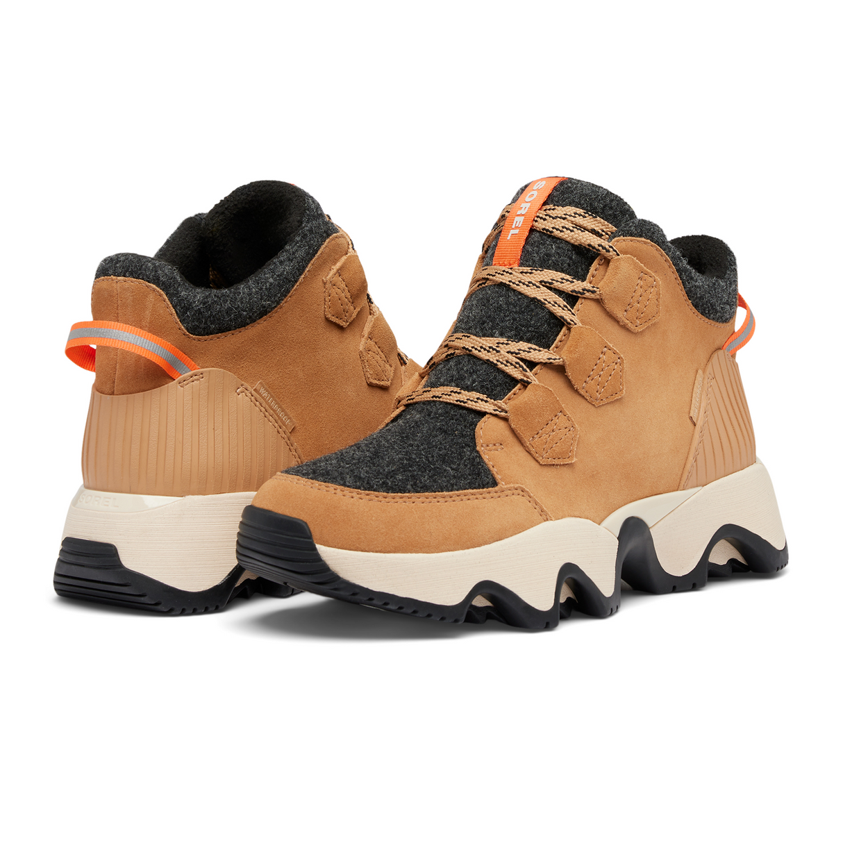 Sorel Kinetic Impact Caribou Plus Waterproof Ankle Boot (Women) - Tawny Buff/Black Boots - Winter - Low - The Heel Shoe Fitters