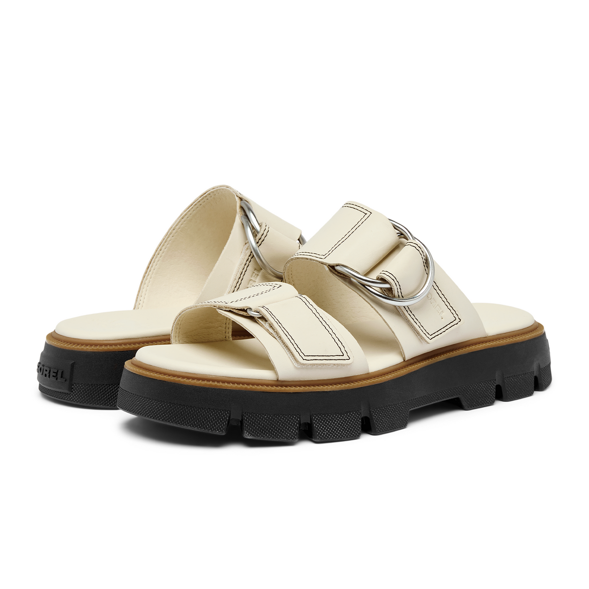 Sorel Rein CB Slide Sandal (Women) - Chalk/Black Sandal - Slide - The Heel Shoe Fitters