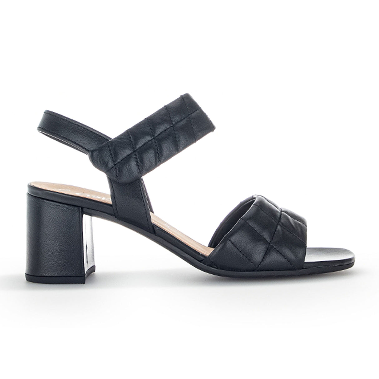 Gabor 711 Heeled Sandal (Women) - Black Quilted Leather Sandal - Heel/Wedge - The Heel Shoe Fitters