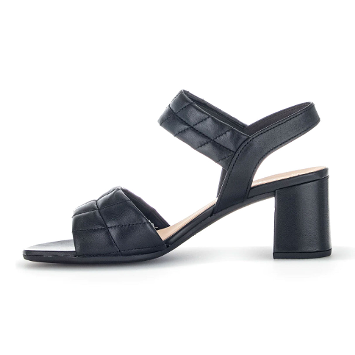 Gabor 711 Heeled Sandal (Women) - Black Quilted Leather Sandal - Heel/Wedge - The Heel Shoe Fitters