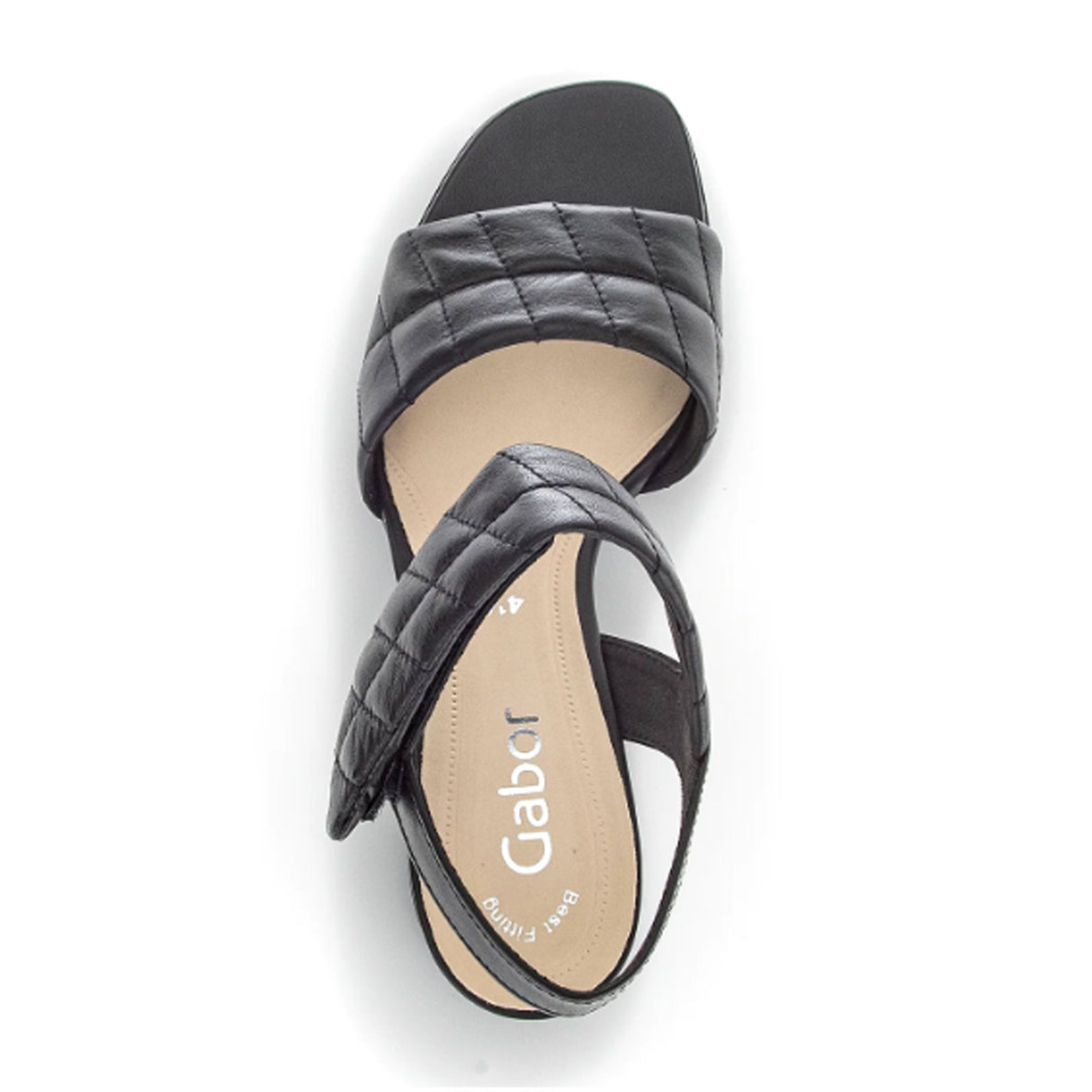 Gabor 711 Heeled Sandal (Women) - Black Quilted Leather Sandal - Heel/Wedge - The Heel Shoe Fitters
