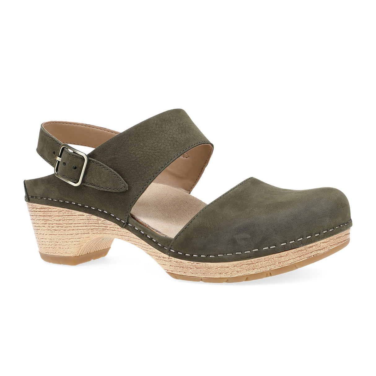 Dansko Lucia Heeled Sandal (Women) - Ivy Milled Nubuck Sandal - Heel/Wedge - The Heel Shoe Fitters