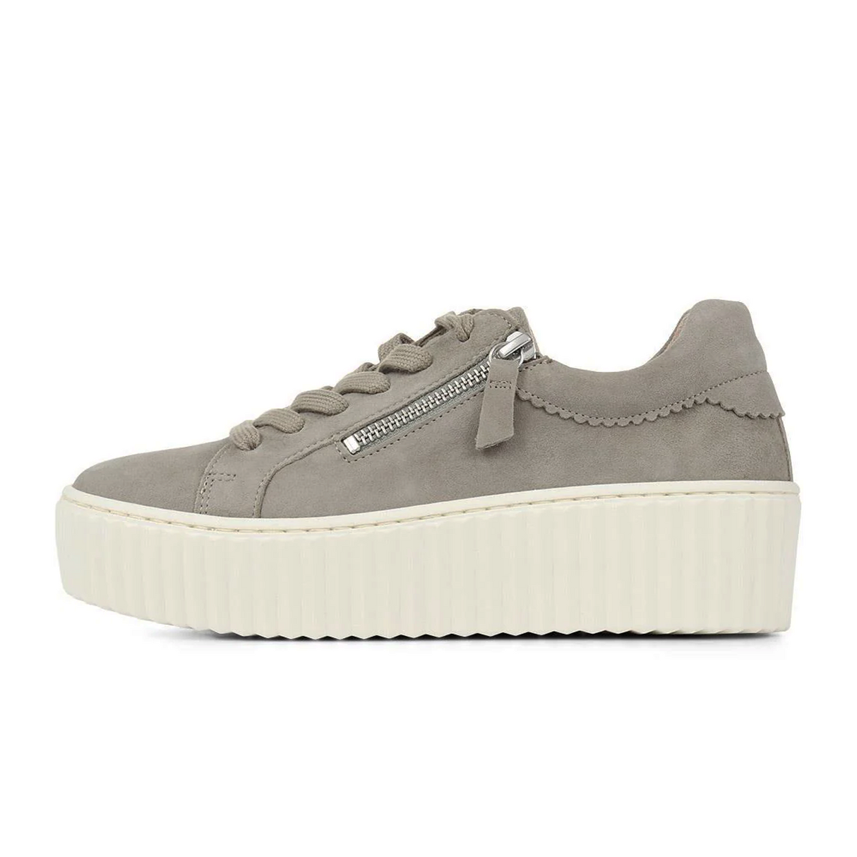 Gabor 200 Double Zip Platform Sneaker (Women) - Schilf Samtchevreau Athletic - Casual - Lace Up - The Heel Shoe Fitters
