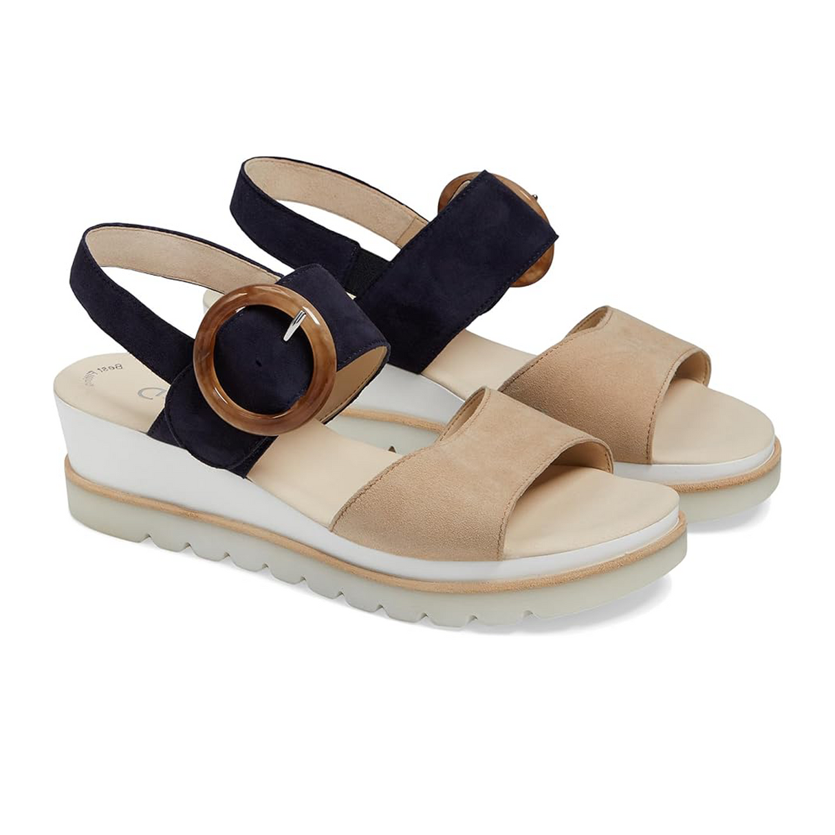 Gabor 645 Platform Wedge Sandal (Women) - Caramel/Atlantic Sandal - Heel/Wedge - The Heel Shoe Fitters