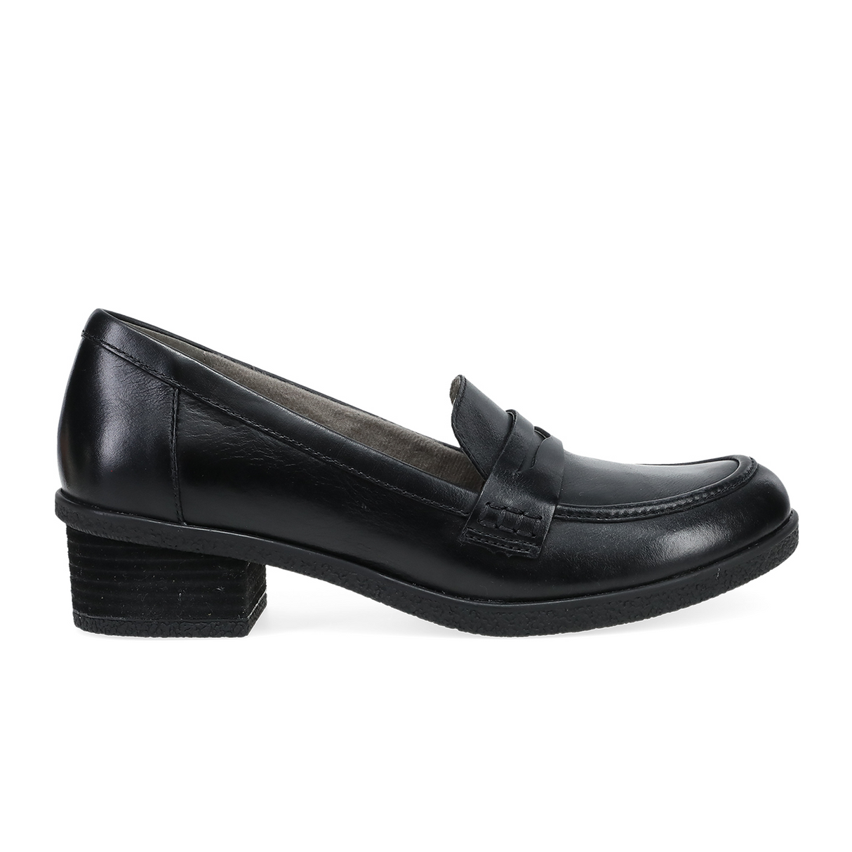 Dansko Danica Loafer (Women) - Black Waterproof Burnished Dress-Casual - Heels - The Heel Shoe Fitters