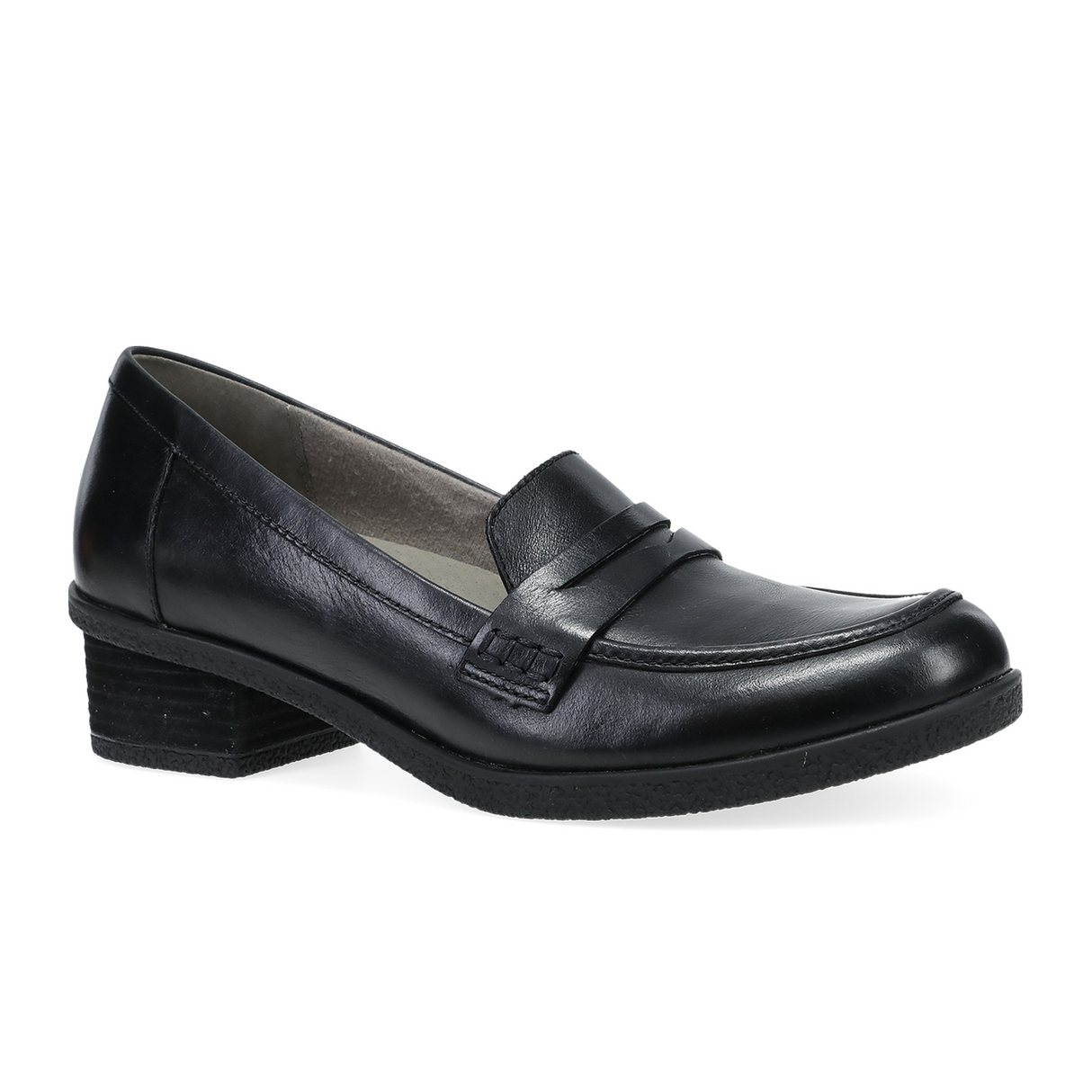 Dansko Danica Loafer (Women) - Black Waterproof Burnished Dress-Casual - Heels - The Heel Shoe Fitters