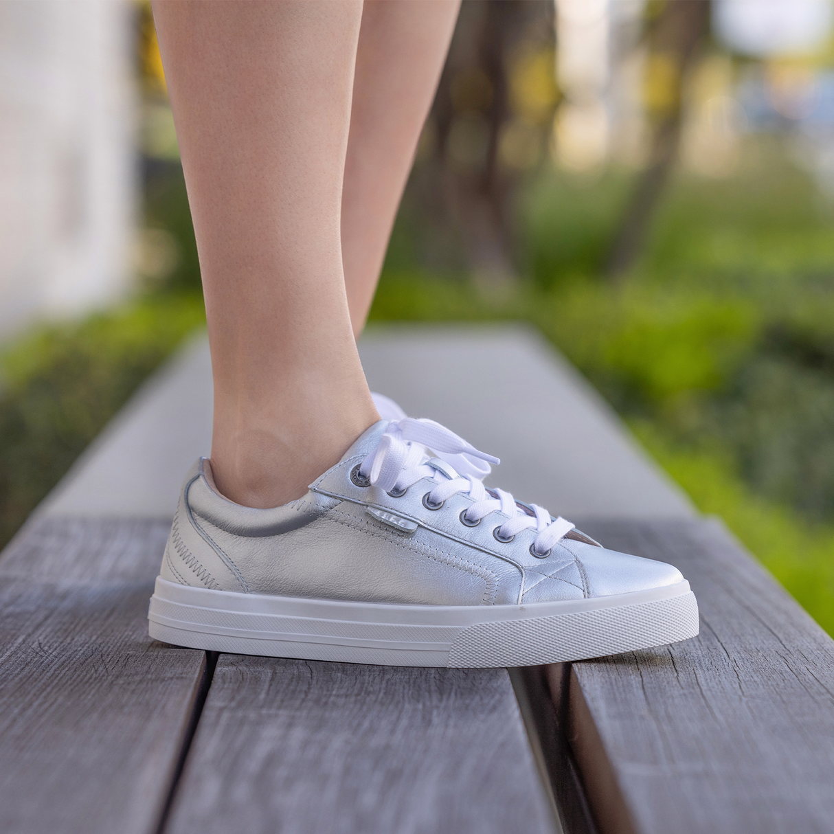 Taos Plim Soul Lux Sneaker (Women) - Silver Athletic - Casual - Lace Up - The Heel Shoe Fitters