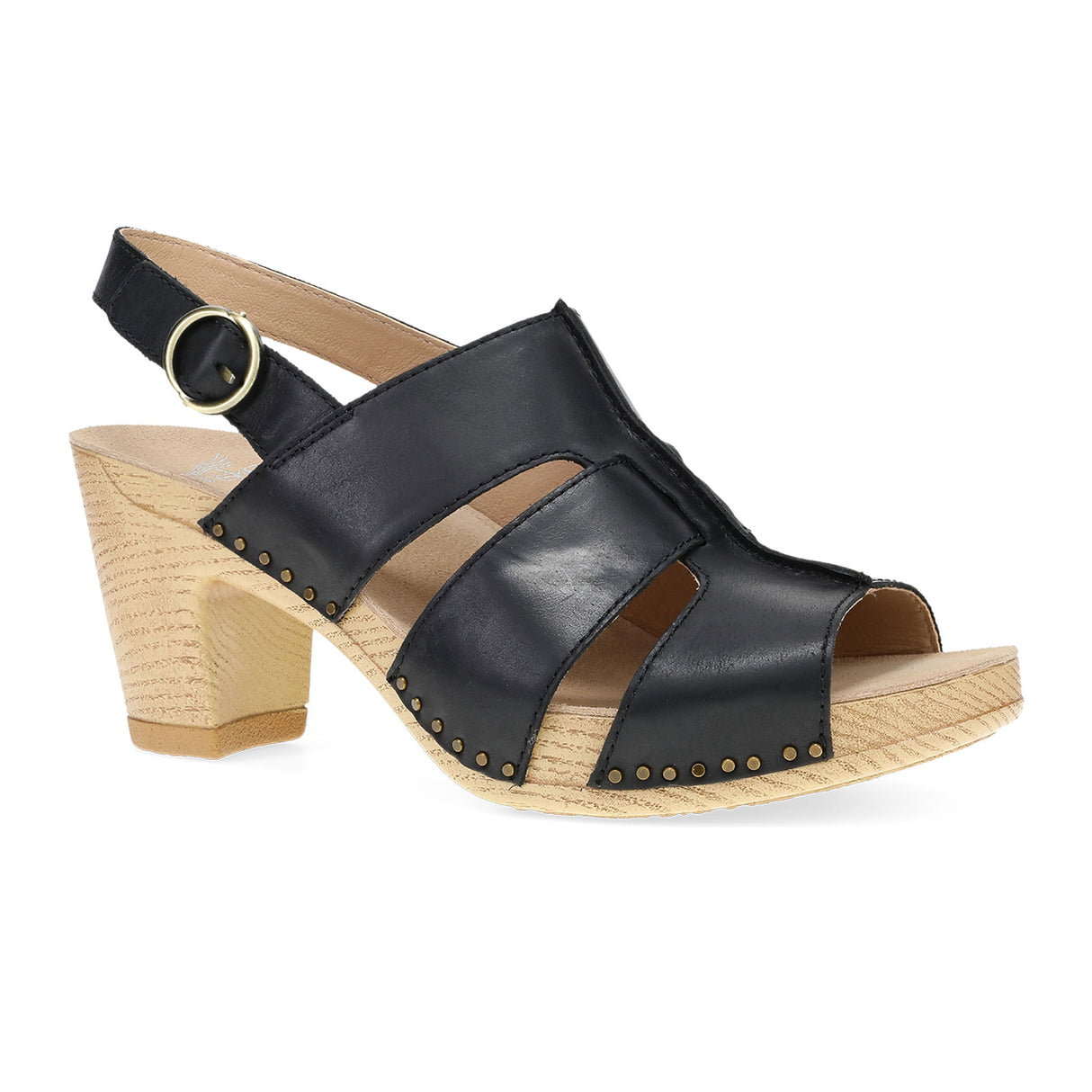 Dansko Tatiana Wedge Sandal (Women) - Black Pull Up Sandal - Heel/Wedge - The Heel Shoe Fitters