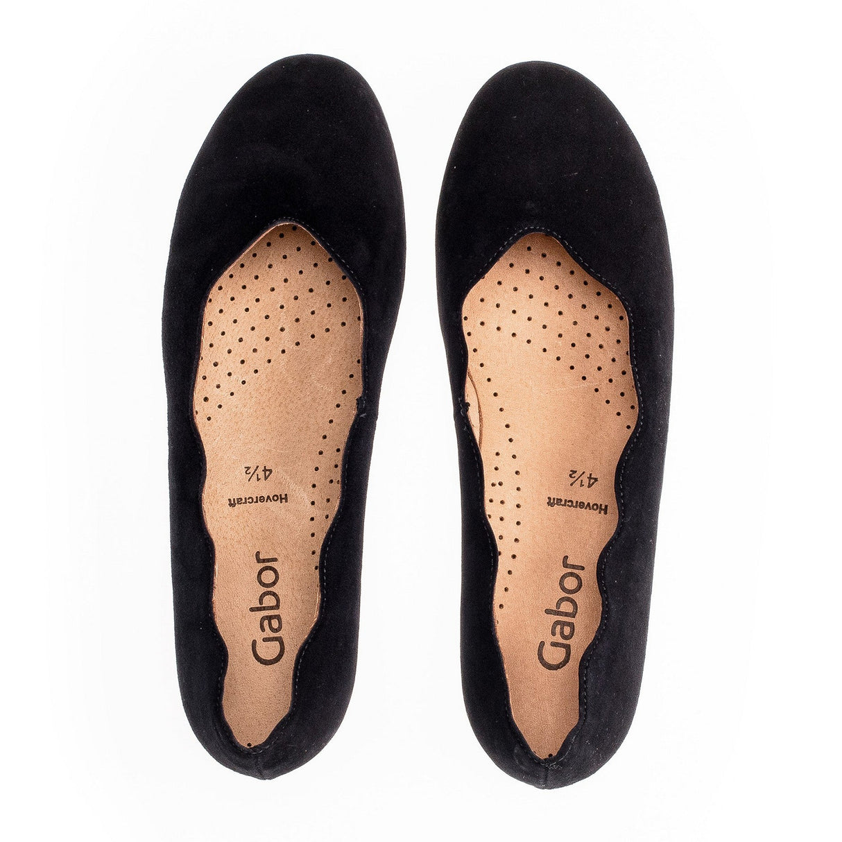 Gabor 166 Scalloped Flat (Women) - Schwarz Samtchevreau Dress-Casual - Flat - The Heel Shoe Fitters