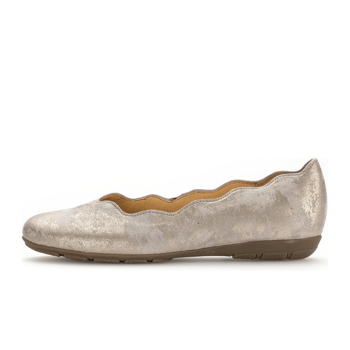 Gabor 166 Scalloped Flat (Women) - Muschel/Caruso Metallic Dress-Casual - Flat - The Heel Shoe Fitters
