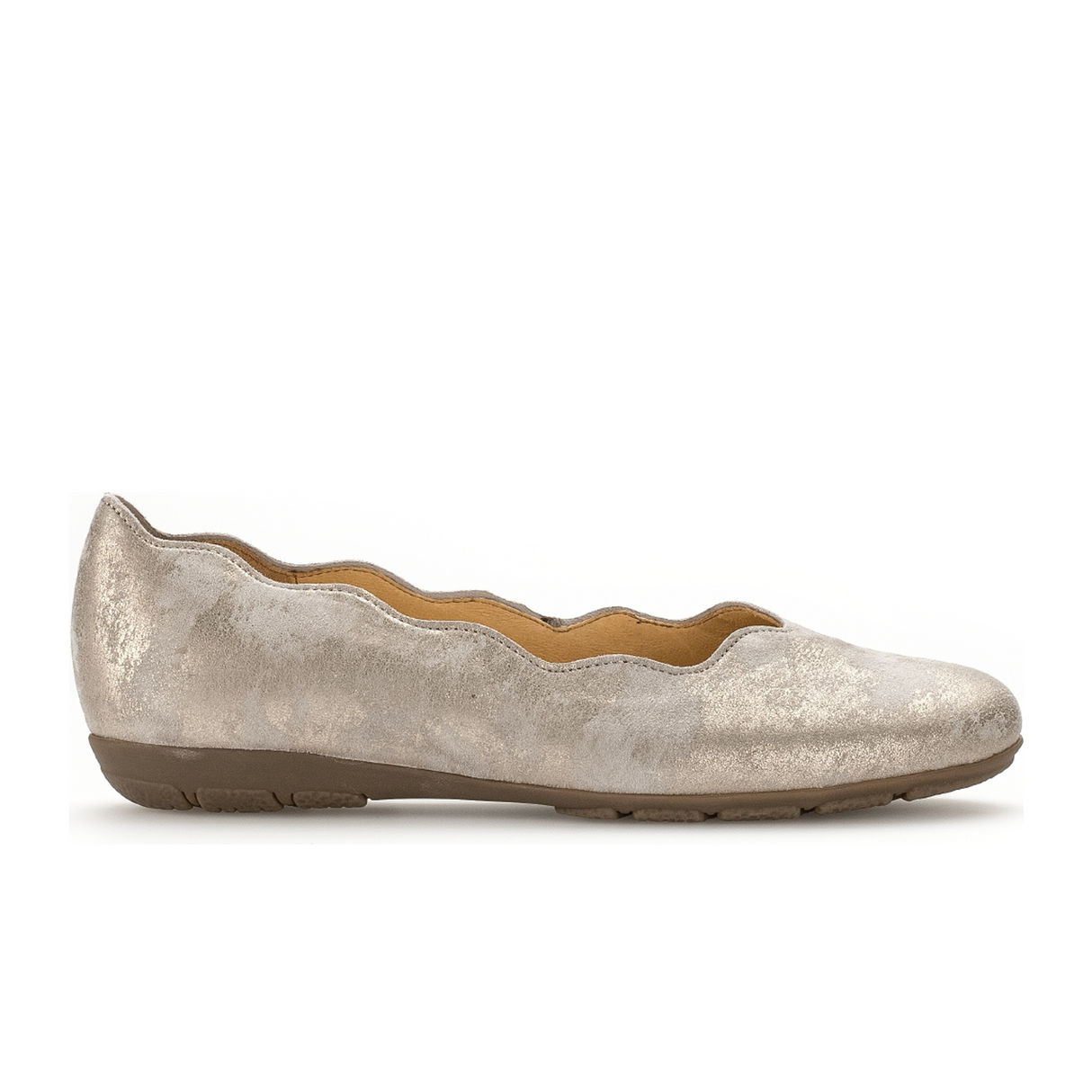 Gabor 166 Scalloped Flat (Women) - Muschel/Caruso Metallic Dress-Casual - Flat - The Heel Shoe Fitters