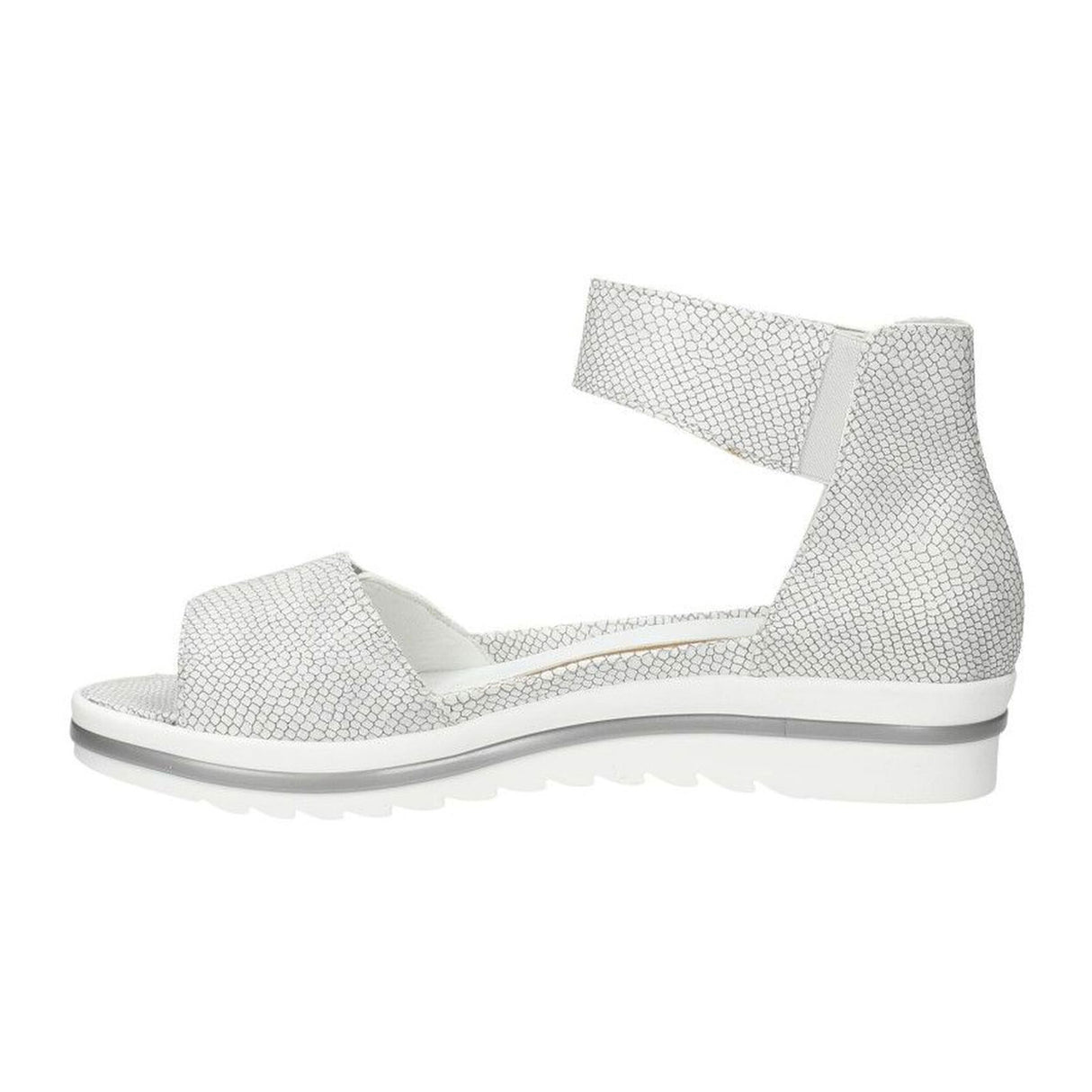 Waldlaufer Marigold 351005 Ankle Strap Sandal (Women) - Silver Snake Sandal - Backstrap - The Heel Shoe Fitters