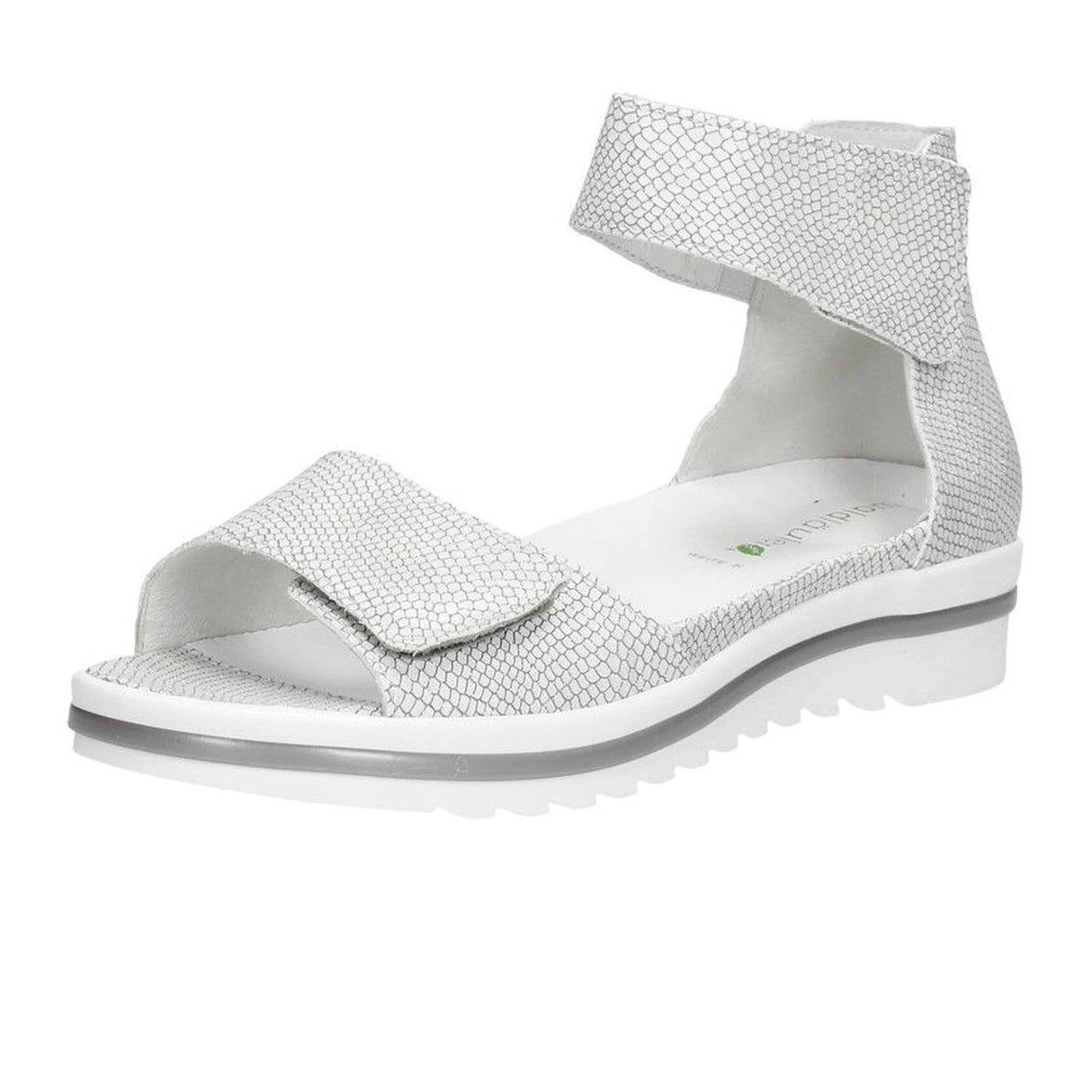 Waldlaufer Marigold 351005 Ankle Strap Sandal (Women) - Silver Snake Sandal - Backstrap - The Heel Shoe Fitters