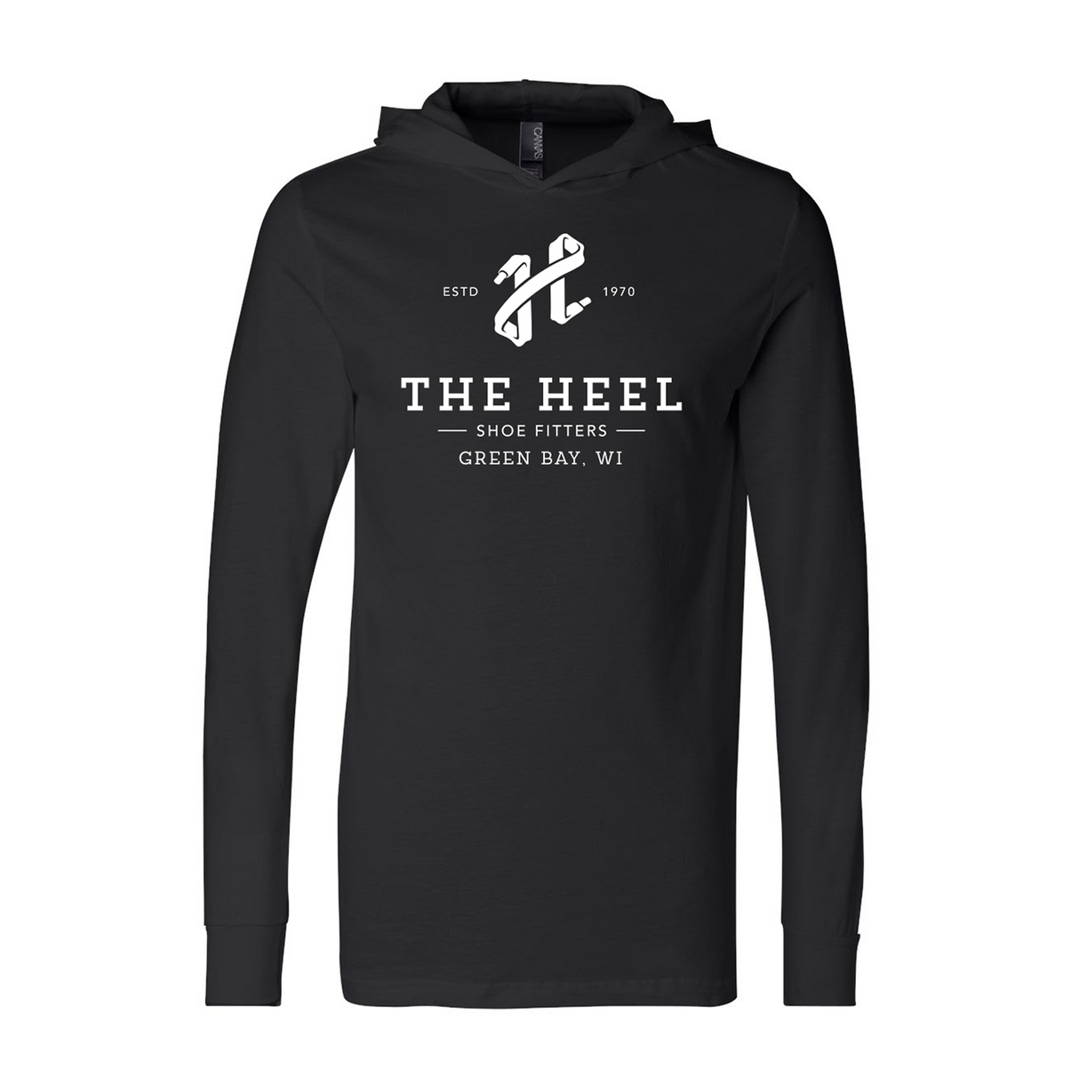 The Heel Shoe Fitters Jersey Hooded Long Sleeve Tee (Unisex) - Black Apparel - Top - Long Sleeve - The Heel Shoe Fitters