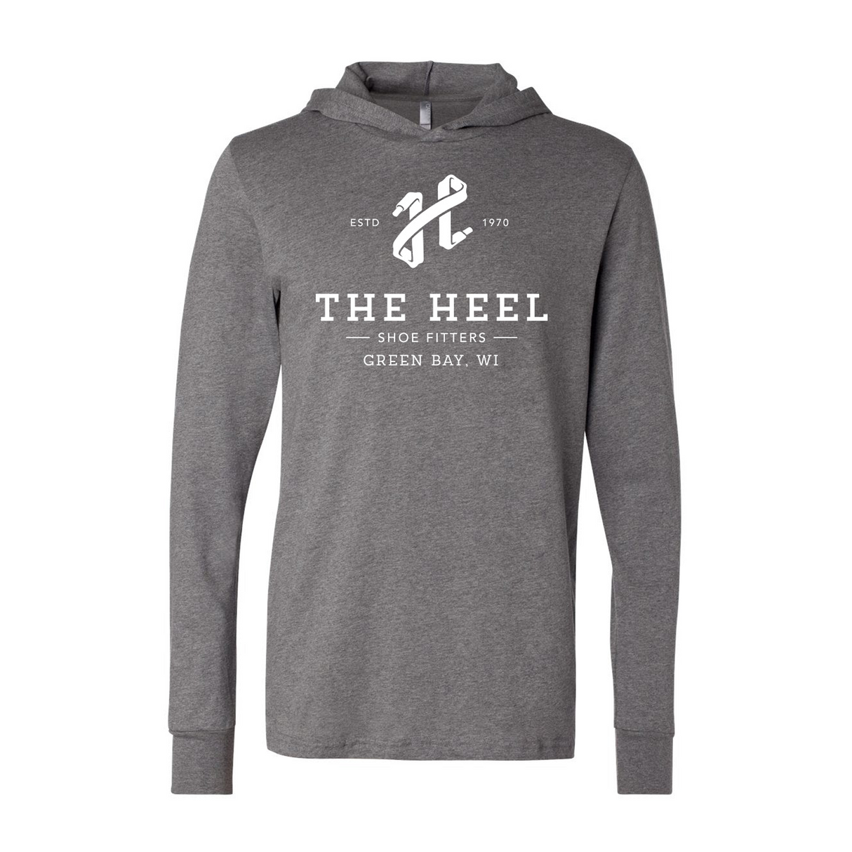 The Heel Shoe Fitters Jersey Hooded Long Sleeve Tee (Unisex) - Grey Triblend Apparel - Top - Long Sleeve - The Heel Shoe Fitters