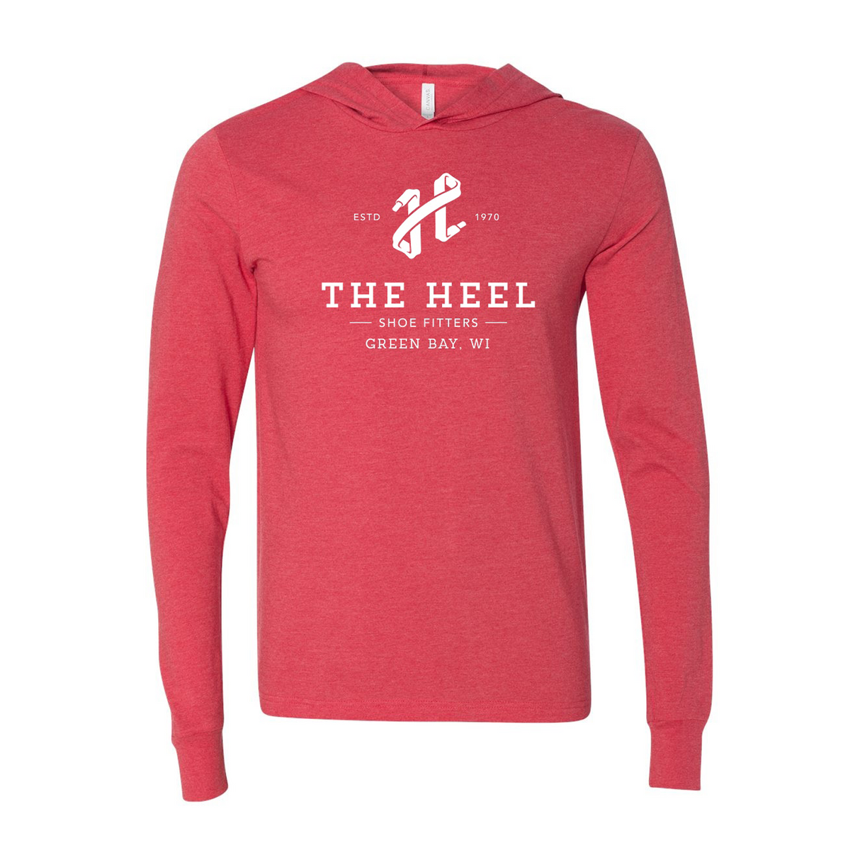 The Heel Shoe Fitters Jersey Hooded Long Sleeve Tee (Unisex) - Heather Red Apparel - Top - Long Sleeve - The Heel Shoe Fitters