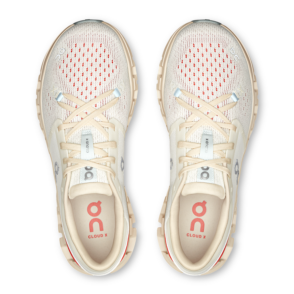 On Running Cloud X4 Running Shoe (Women) - Ivory/Salmon Athletic - Running - Neutral - The Heel Shoe Fitters