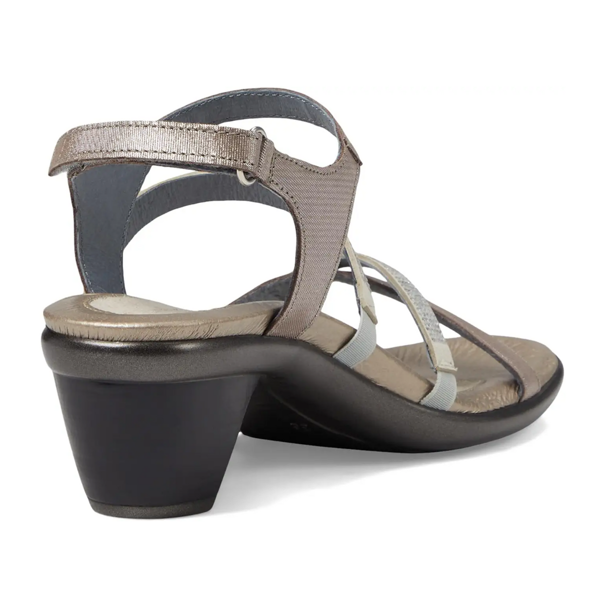 Naot Innovate Heeled Sandal (Women) - Silver Threads Leather/Beige/Clear Rhinestones Sandal - Heel/Wedge - The Heel Shoe Fitters