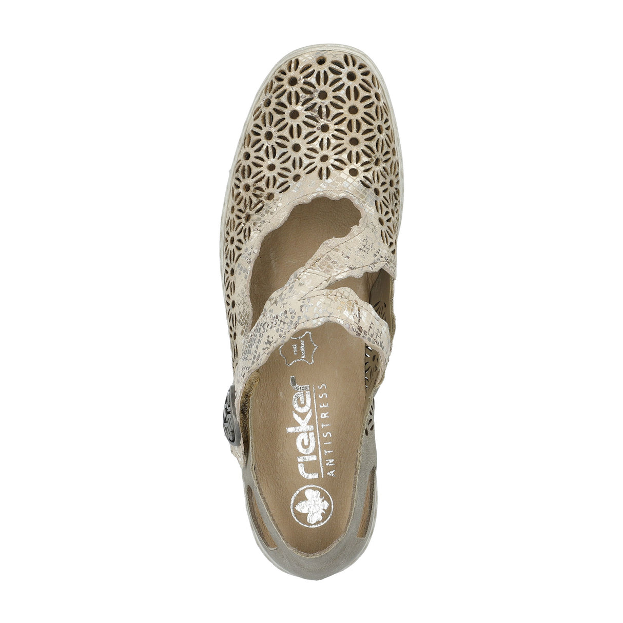 Rieker Doris 413G4 Mary Jane (Women) - Beige Metallic Dress-Casual - Mary Janes - The Heel Shoe Fitters
