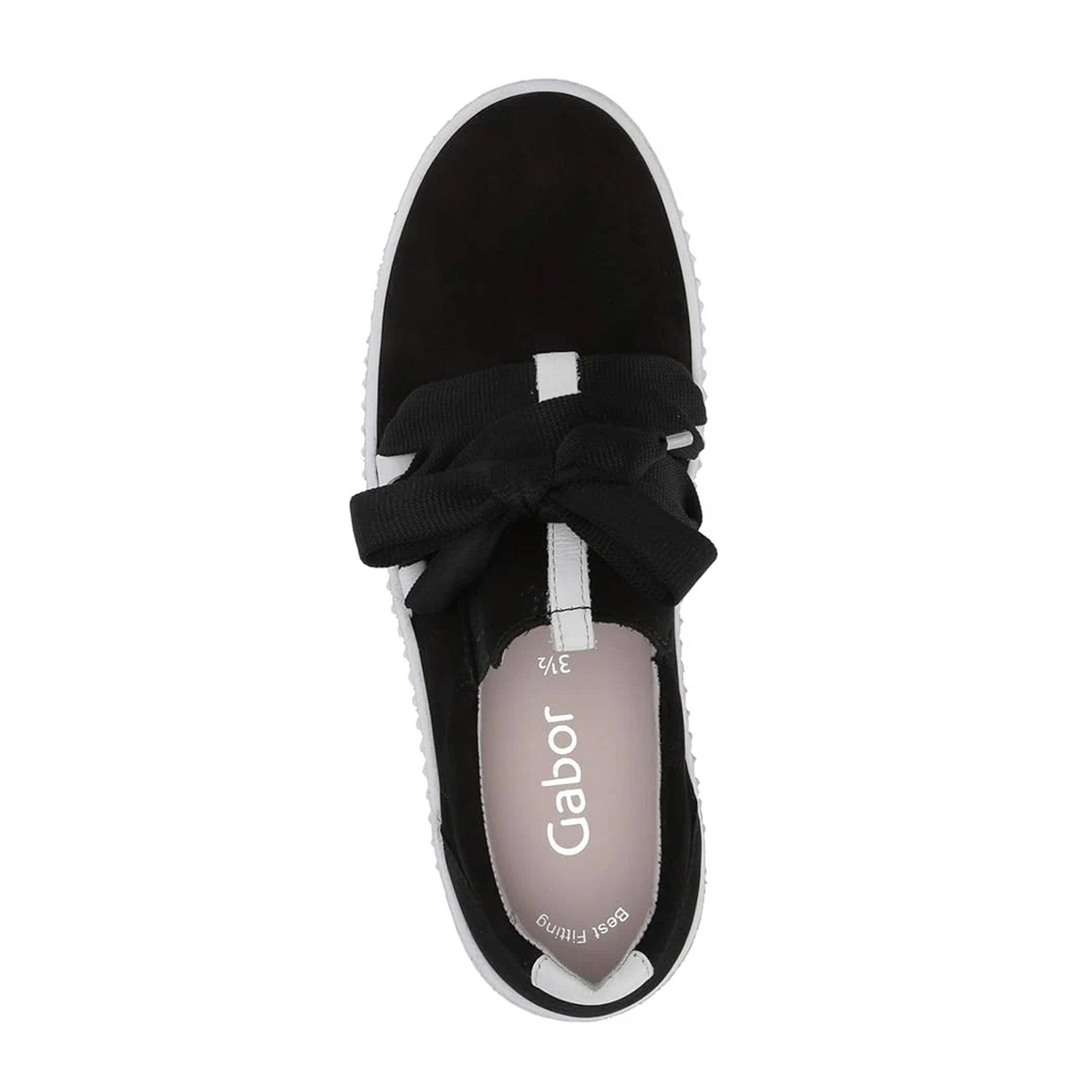 Gabor 333 Bow Sneaker (Women) - Black/Weiss Athletic - Casual - Lace Up - The Heel Shoe Fitters