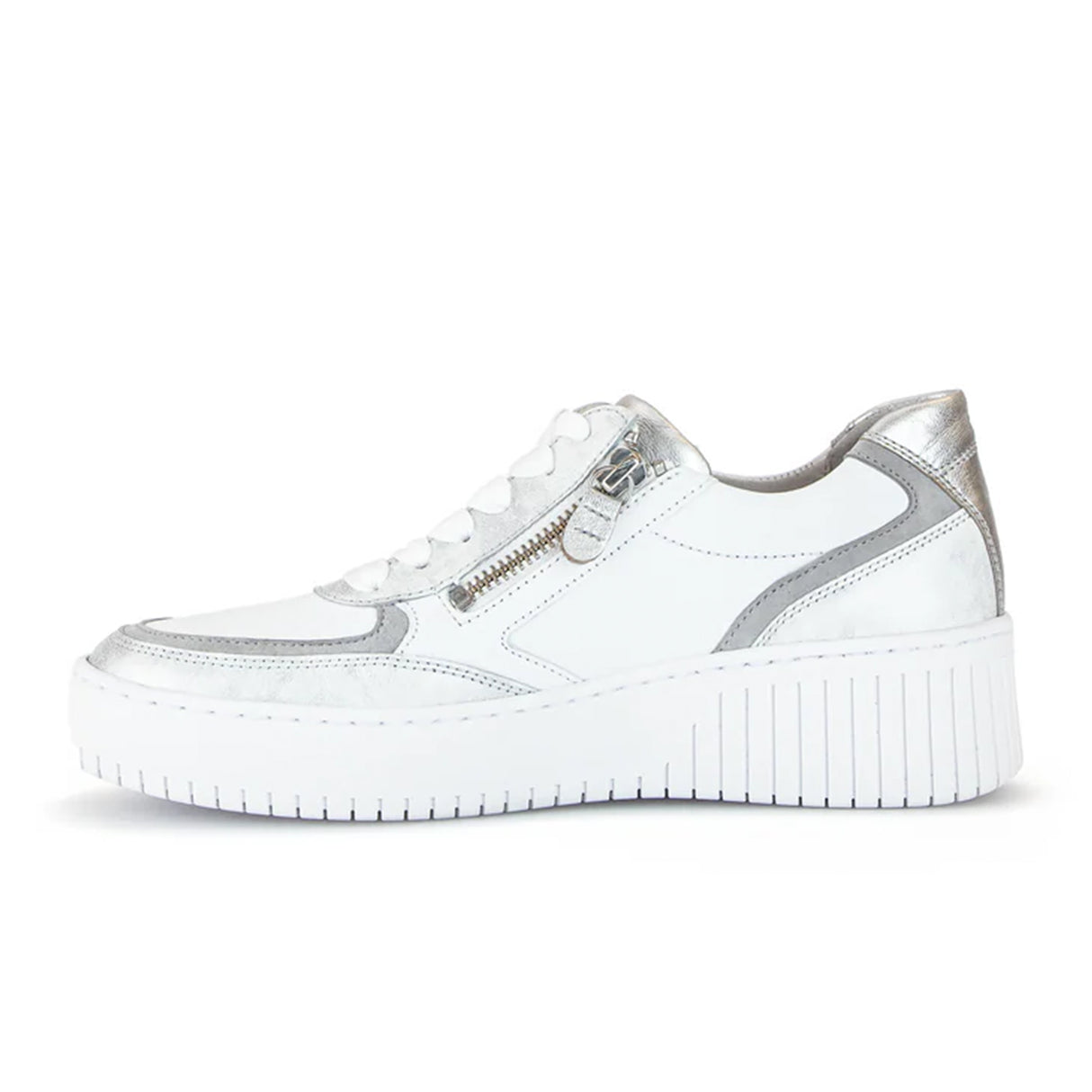 Gabor 233 Double Zip Sneaker (Women) - Marmor Metweiss/Grau Athletic - Casual - Lace Up - The Heel Shoe Fitters