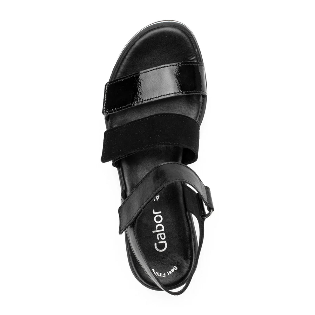 Gabor 620 Platform Wedge Sandal (Women) - Schwarz Lack/Samtchevreau Sandal - Heel/Wedge - The Heel Shoe Fitters