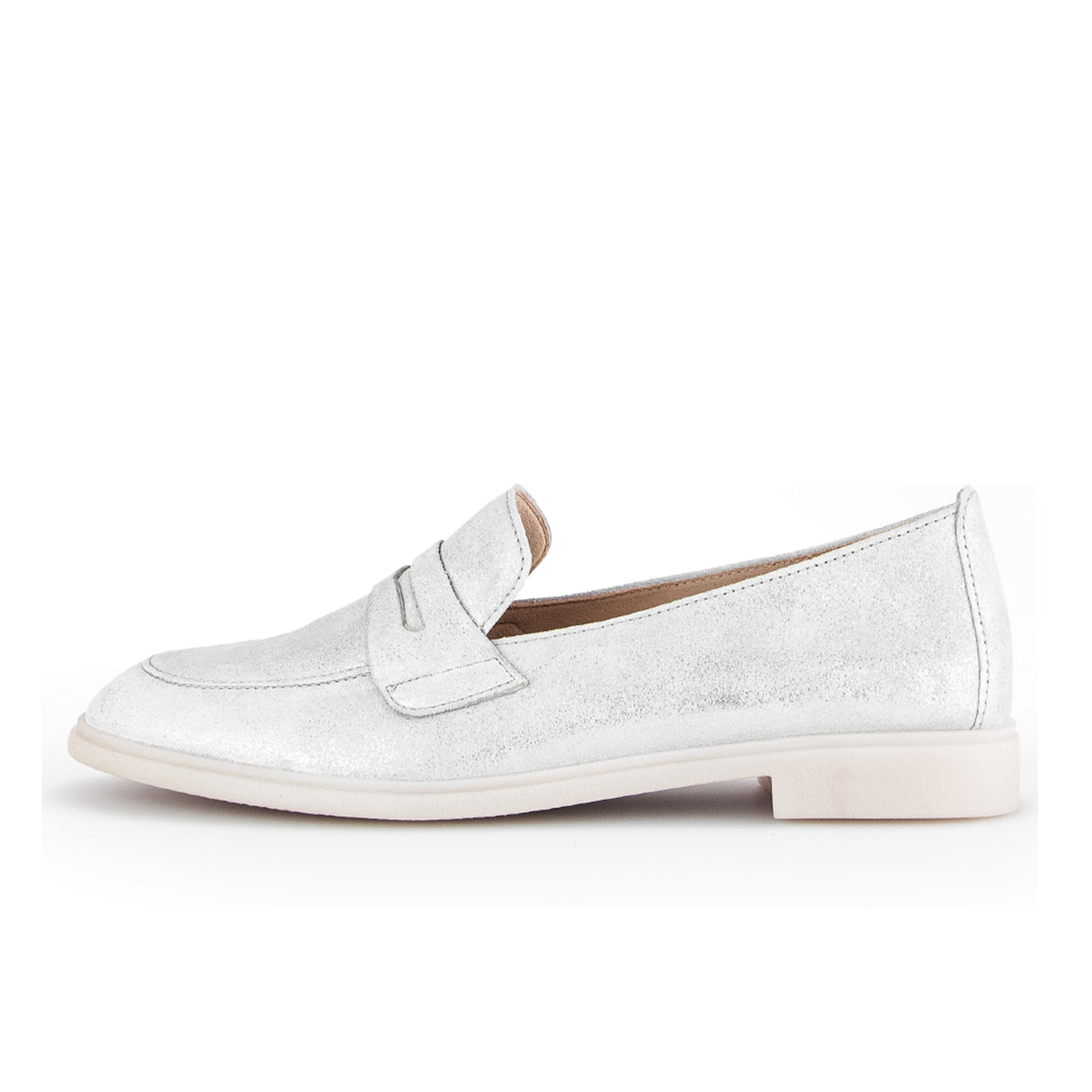 Gabor 253 Loafer (Women) - Light Grey Metallic Leather Dress-Casual - Loafers - The Heel Shoe Fitters