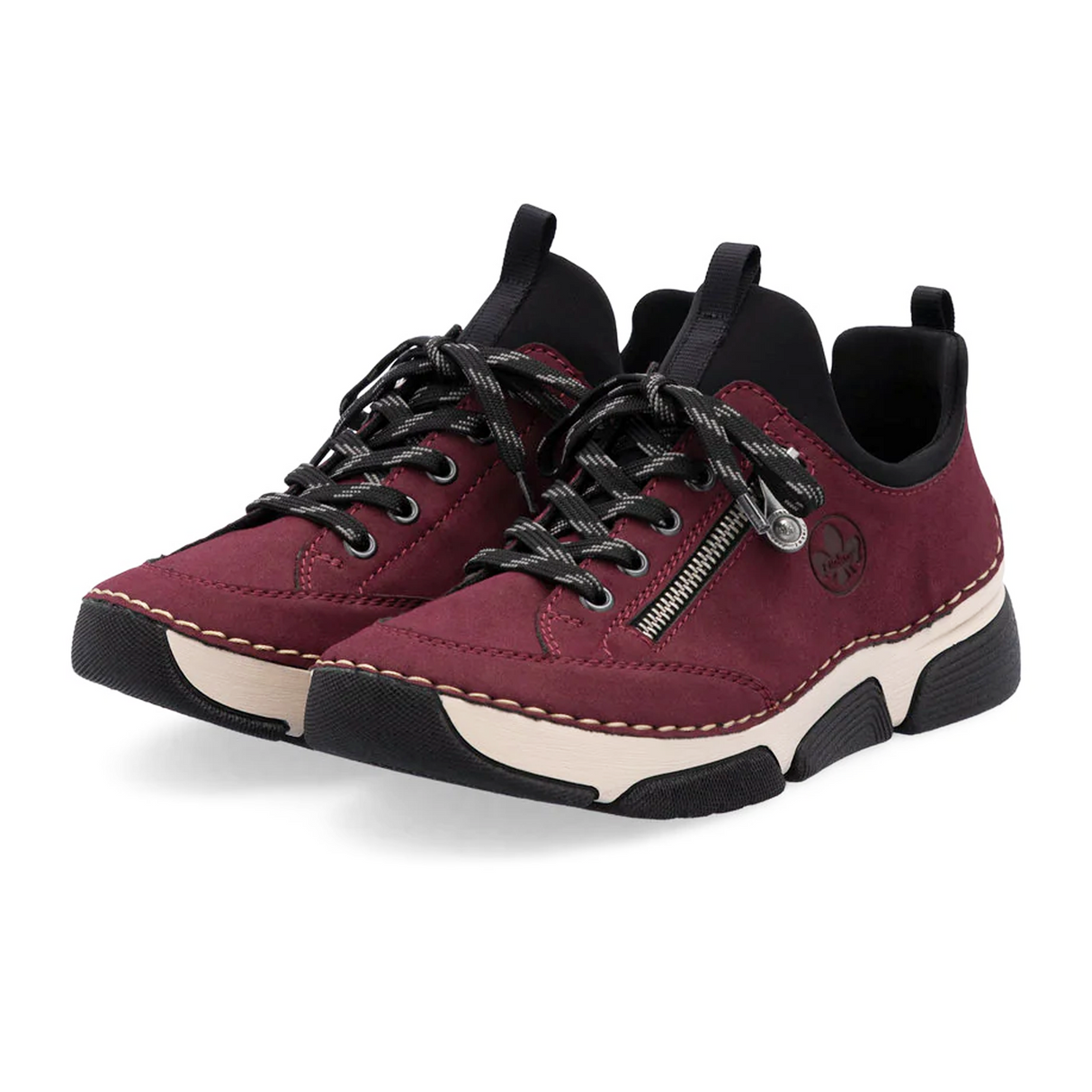 Rieker Angela 45973 Sneaker (Women) - Bordeaux/Schwarz Athletic - Casual - Lace Up - The Heel Shoe Fitters