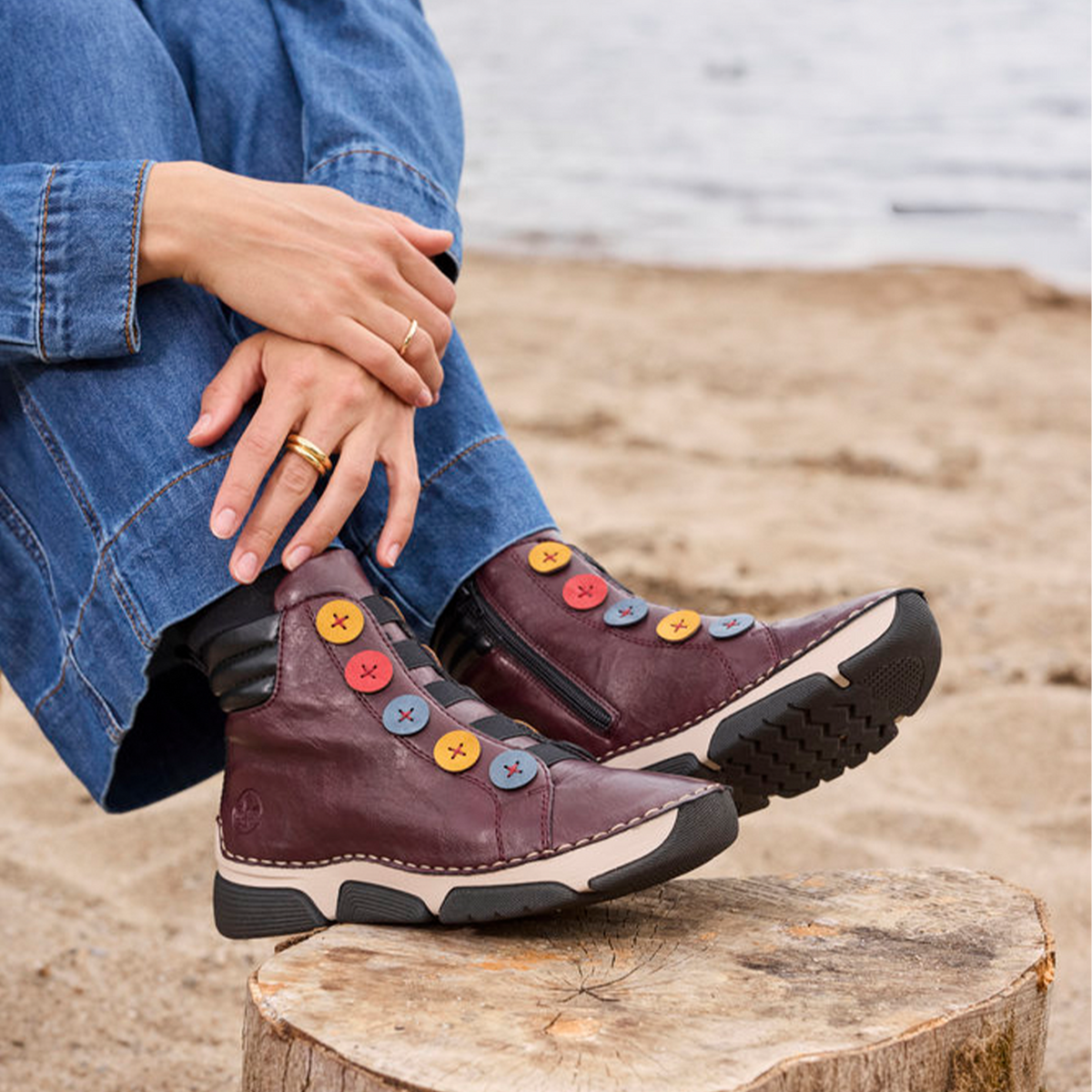 Rieker Angela 45977 Mid Sneaker (Women) - Brombeer/Royal/Honig