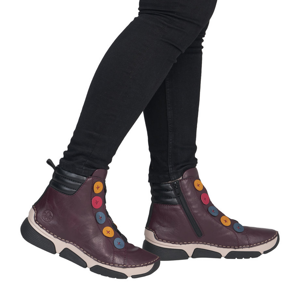 Rieker Angela 45977 Mid Sneaker (Women) - Brombeer/Royal/Honig