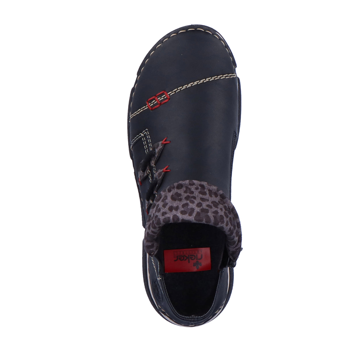 Rieker Angela 45983 Slip On Bootie (Women) - Schwarz/Leo Grey Boots - Casual - Low - The Heel Shoe Fitters