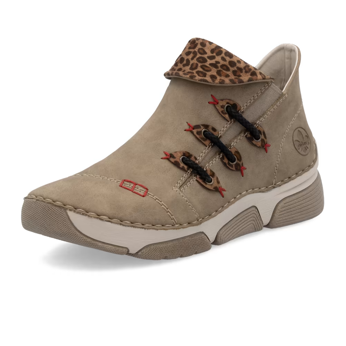 Rieker 45983 Angela Slip On Bootie (Women) - Fango/Leo Nuss Boots - Casual - Low - The Heel Shoe Fitters