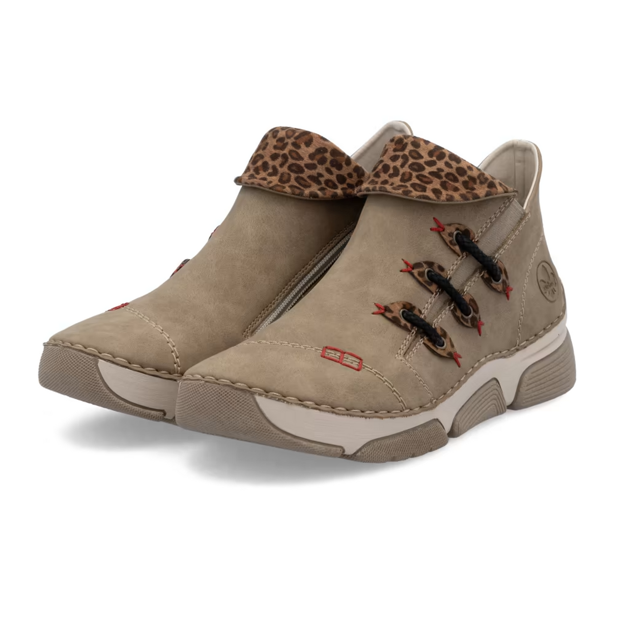 Rieker 45983 Angela Slip On Bootie (Women) - Fango/Leo Nuss Boots - Casual - Low - The Heel Shoe Fitters