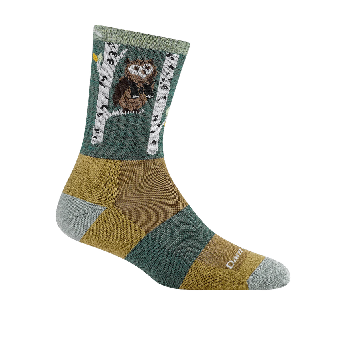 Darn Tough Socks Critter Club Micro Lightweight Cushion Crew (Women) - Owl Green Accessories - Socks - Performance - The Heel Shoe Fitters