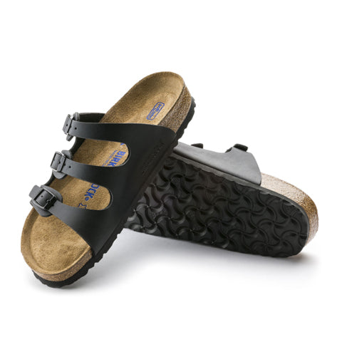 Birkenstock Florida Soft Footbed Narrow (Women) - Black Birko-Flor Sandals - Slide - The Heel Shoe Fitters