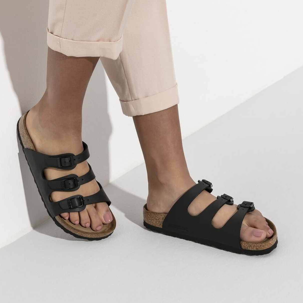 Birkenstock Florida Soft Footbed Slide Sandal (Women) - Black Birko-Flor Sandal - Slide - The Heel Shoe Fitters