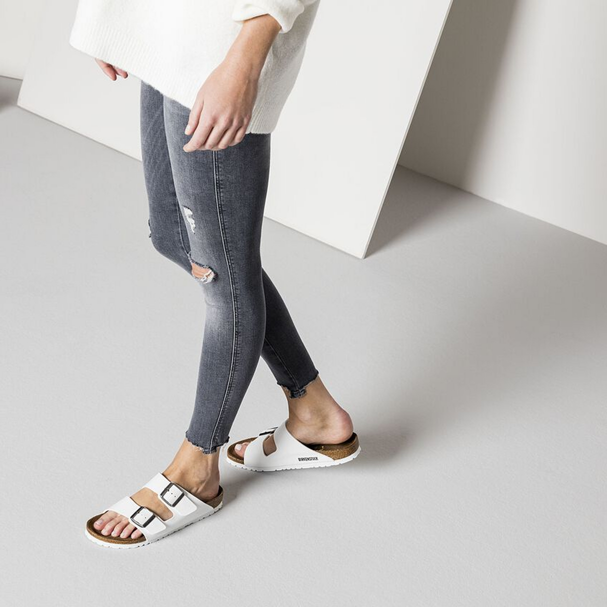 Birkenstock Arizona Slide Sandal (Unisex) - White Birko-Flor Sandal - Slide - The Heel Shoe Fitters