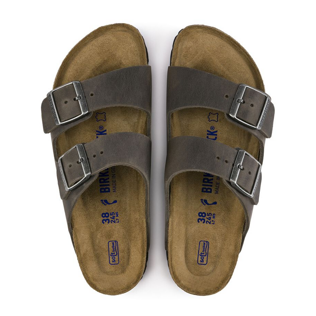 Birkenstock Arizona Soft Footbed Slide Sandal (Unisex) - Iron Oiled Leather Sandal - Slide - The Heel Shoe Fitters